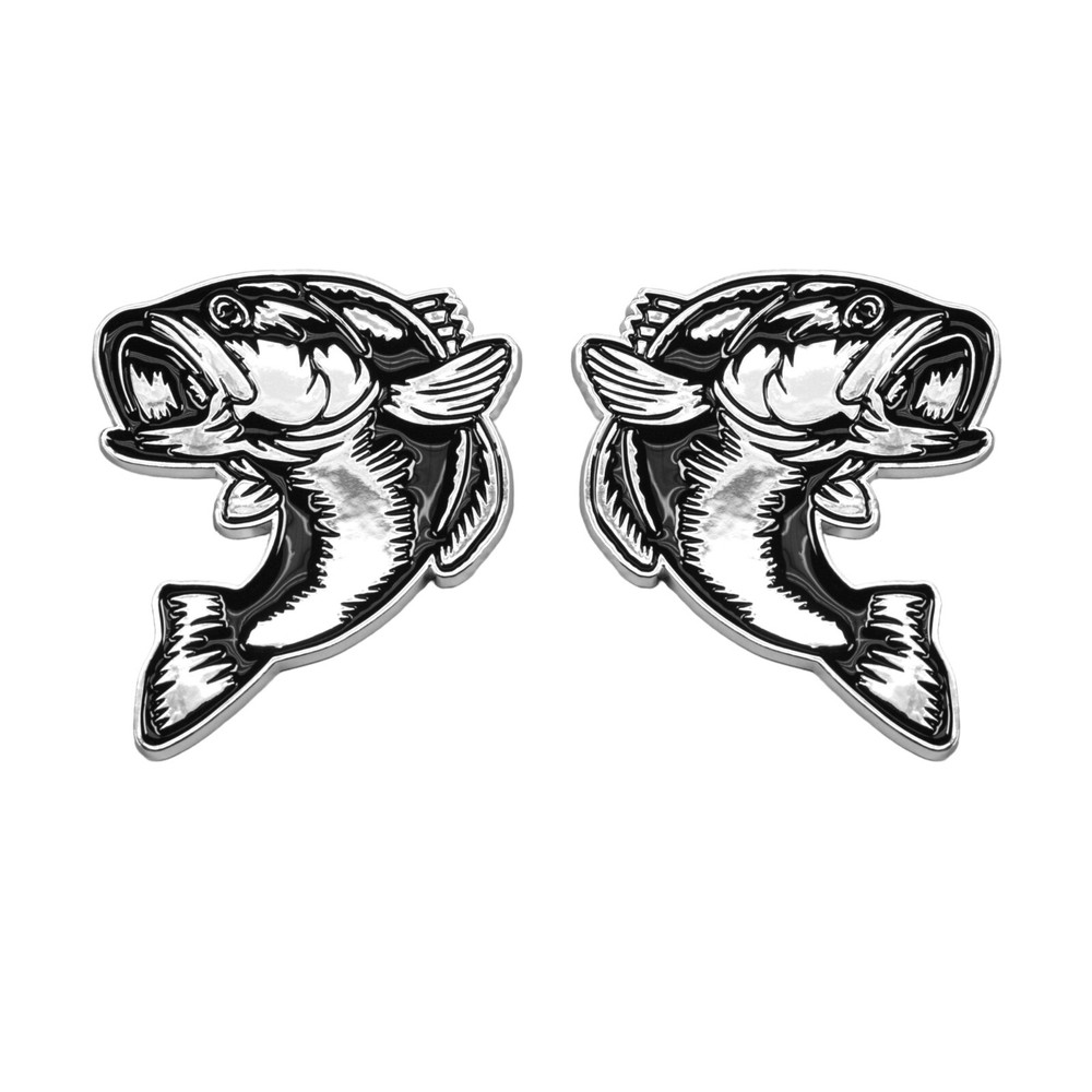 3D Chrome Bass Fish Emblem Decal for Car Truck SUV Set of 2