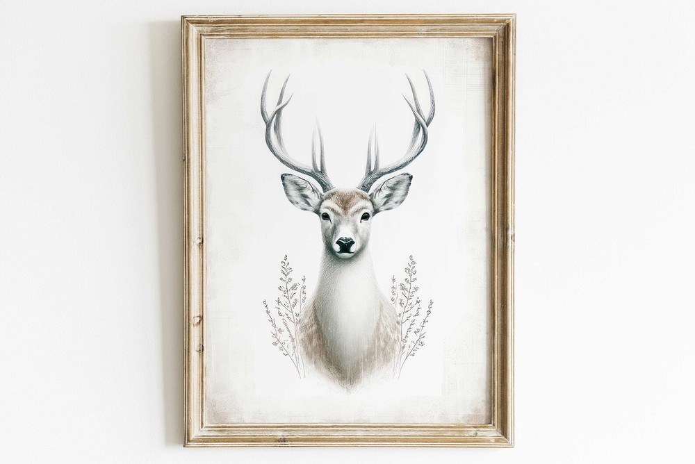 Deer Stag Wall Art Modern Farmhouse Hunting Decor Forest Animal Print