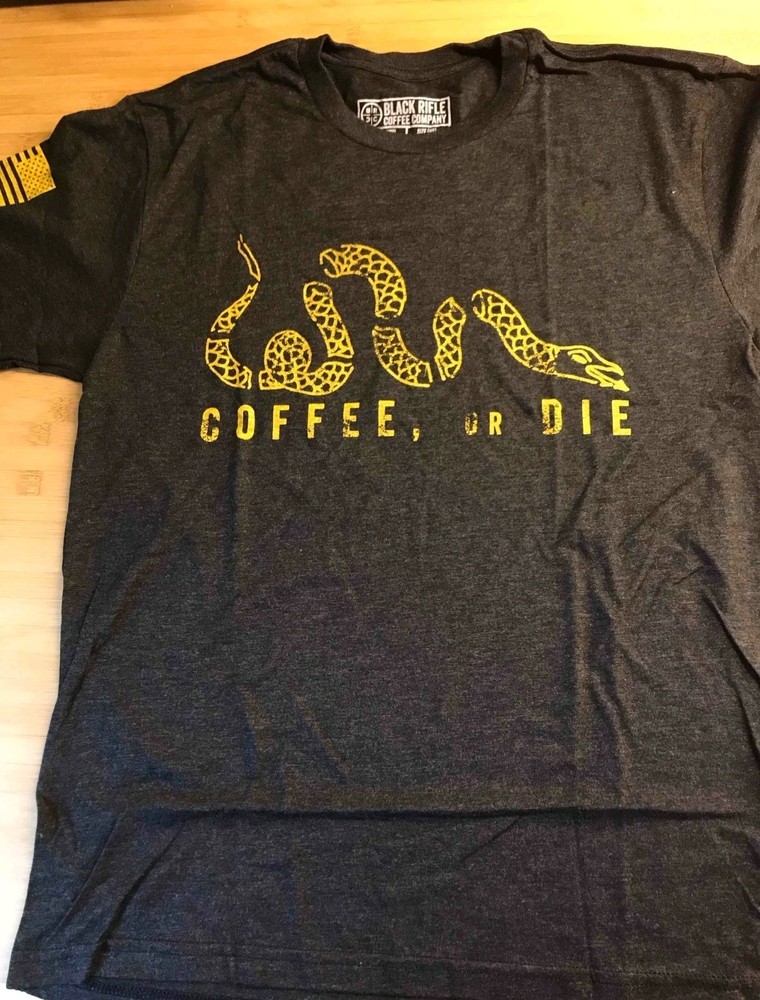 Black Rifle Coffee Company Coffee or Die T-Shirt Snake Black Military Men’s MED
