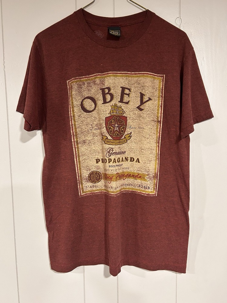 Obey Propaganda T-shirt Mens Maroon Short Sleeve Cotton Size Medium