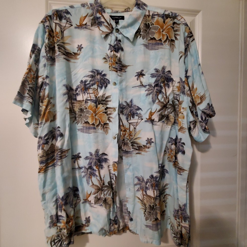 Croft & Barrow XXL Hawaiian Men's Shirt- 100% Rayon- Casual Beach Wear Aloha