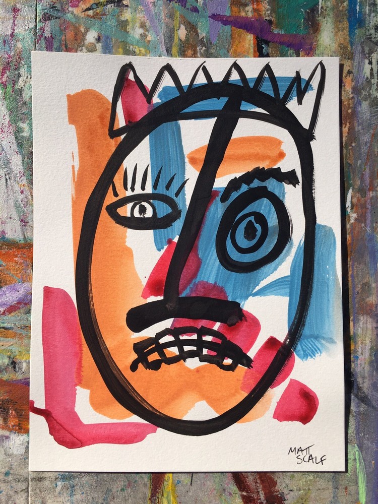 Matt Scalf Portrait Face Abstract ORIGINAL PAINTING Street Modern Graffiti 9x12