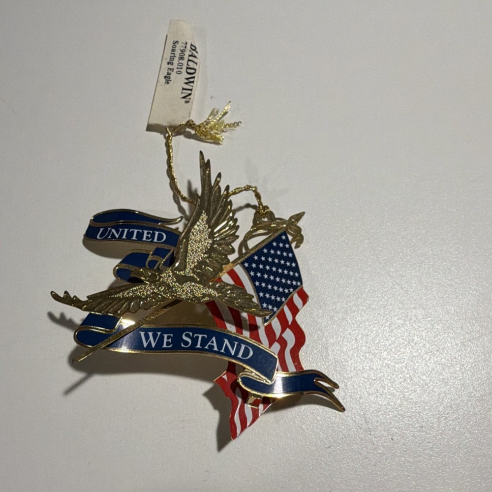 Baldwin Patriotic Eagle Metal Hanging Christmas Ornament American Flag