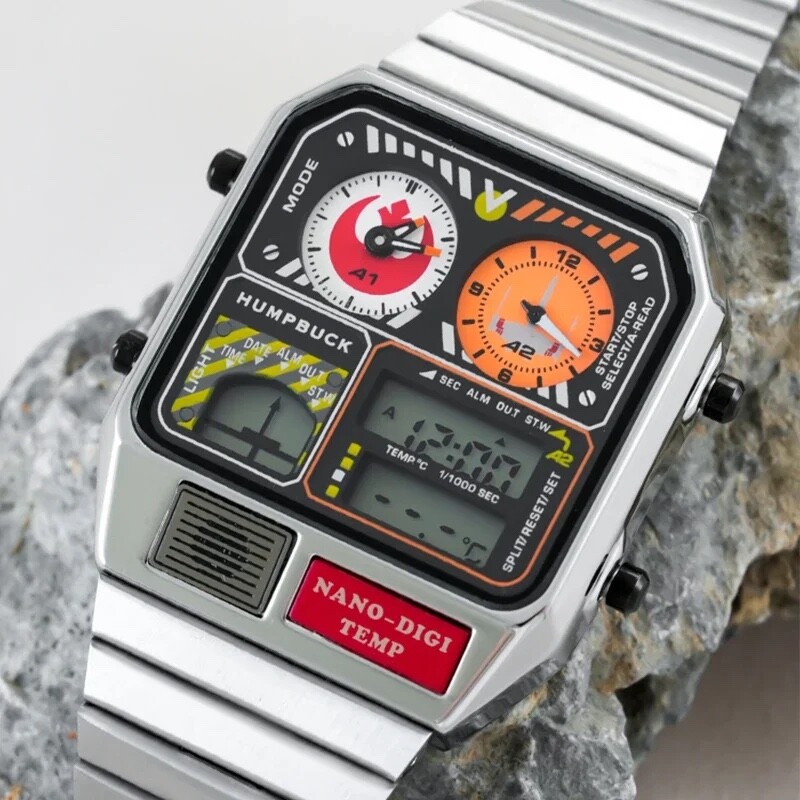 Humpbuck 33mm Silver Star Wars Aviator Digital Multinational LED Watch