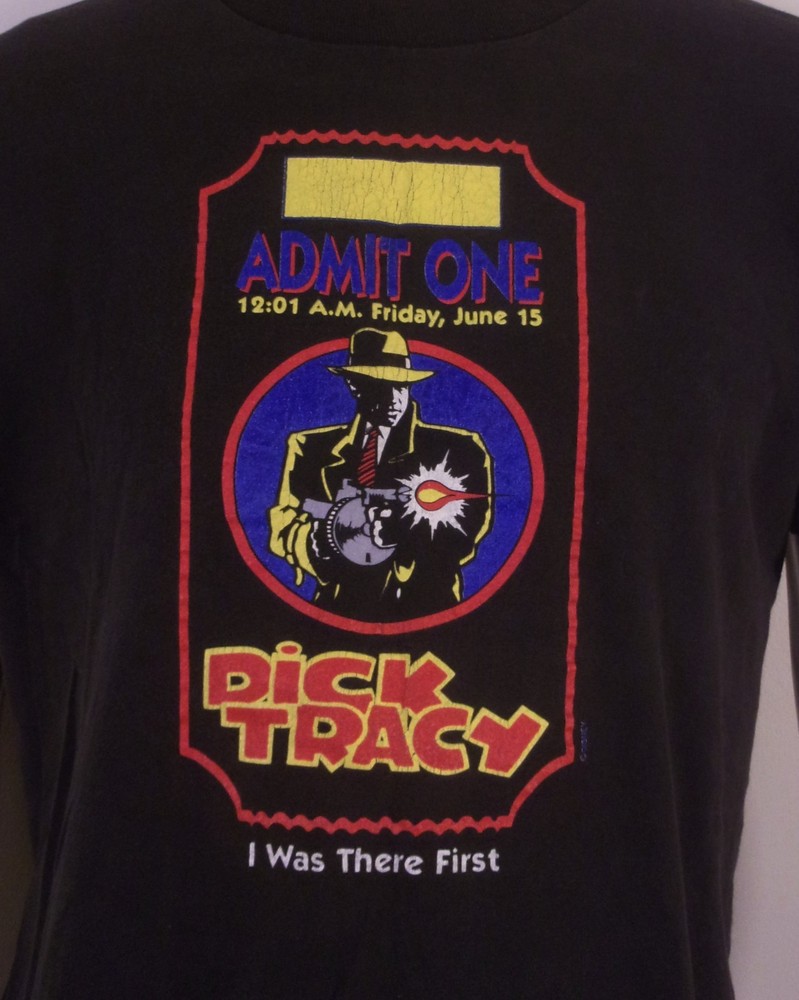 vintage 80s 90s single stitch Dick Tracy T-Shirt Admit One Opening Day Promo L