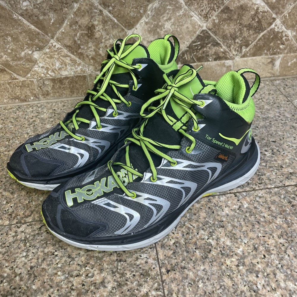 Hoka Tor Speed 2 Mid WP Womens Waterproof Hiking Shoes Green Check Size