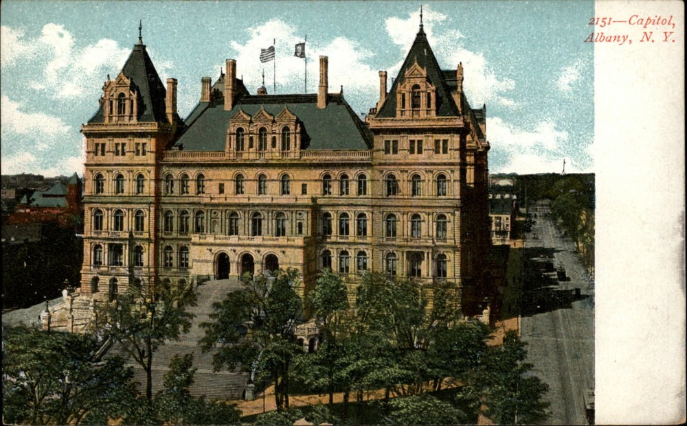 Capitol Building Albany New York flags ~ unused c1905 UDB vintage postcard