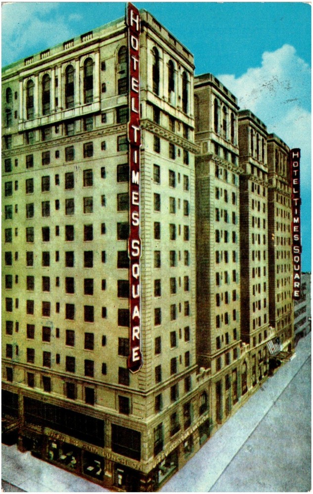 Hotel Times Square 43rd St. West of Broadway NYC New York 1950s Chrome Postcard