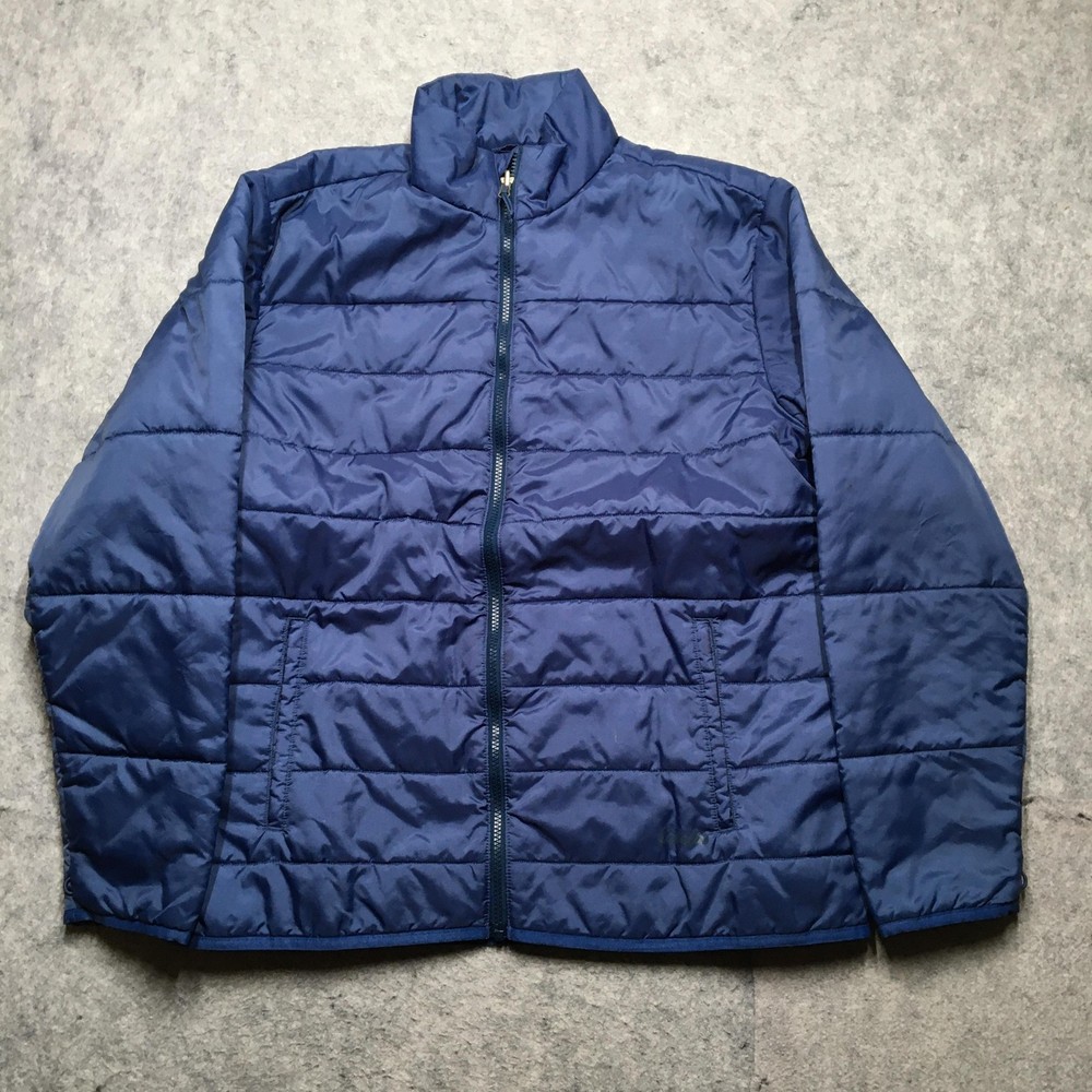 Cabelas PrimaLoft Jacket Mens Large Blue Quilted Puffer Full Zip Nylon