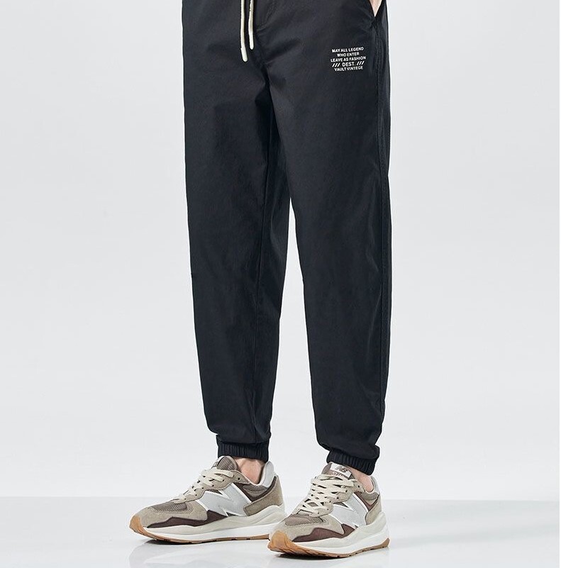 Men's summer thin quick-drying pants, loose casual pants, ankle sweatpants black