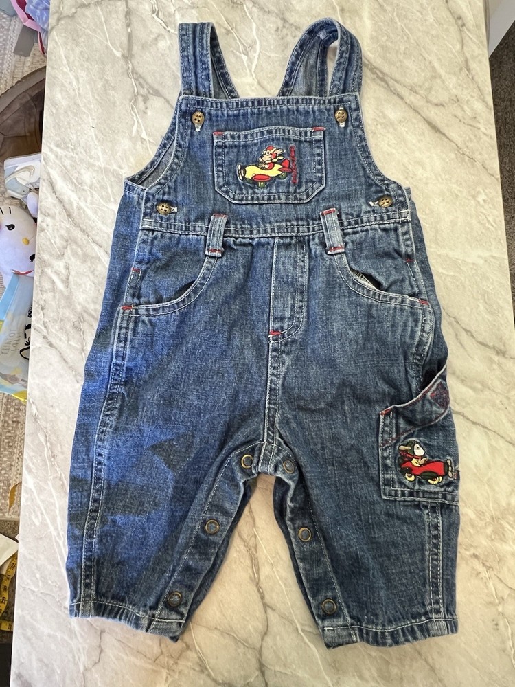 OshKosh B'gosh Vintage 1980s Denim Embroidered Overalls One-Piece 3-6 Month