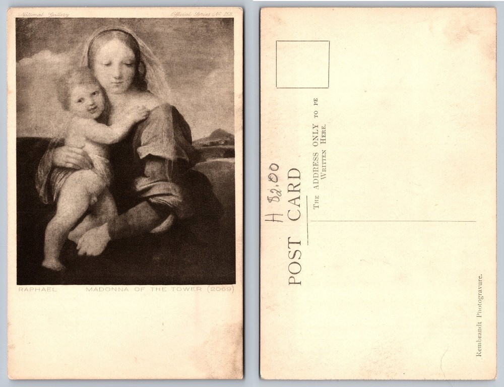 Raphael Madonna of the Tower Art Postcard National Gallery Rembrandt