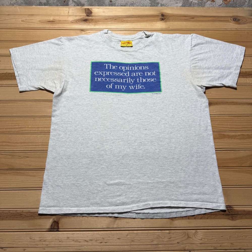 Vintage 90s Opinions Expressed Not Necessarily Those Of My Wife T-Shirt USA - XL