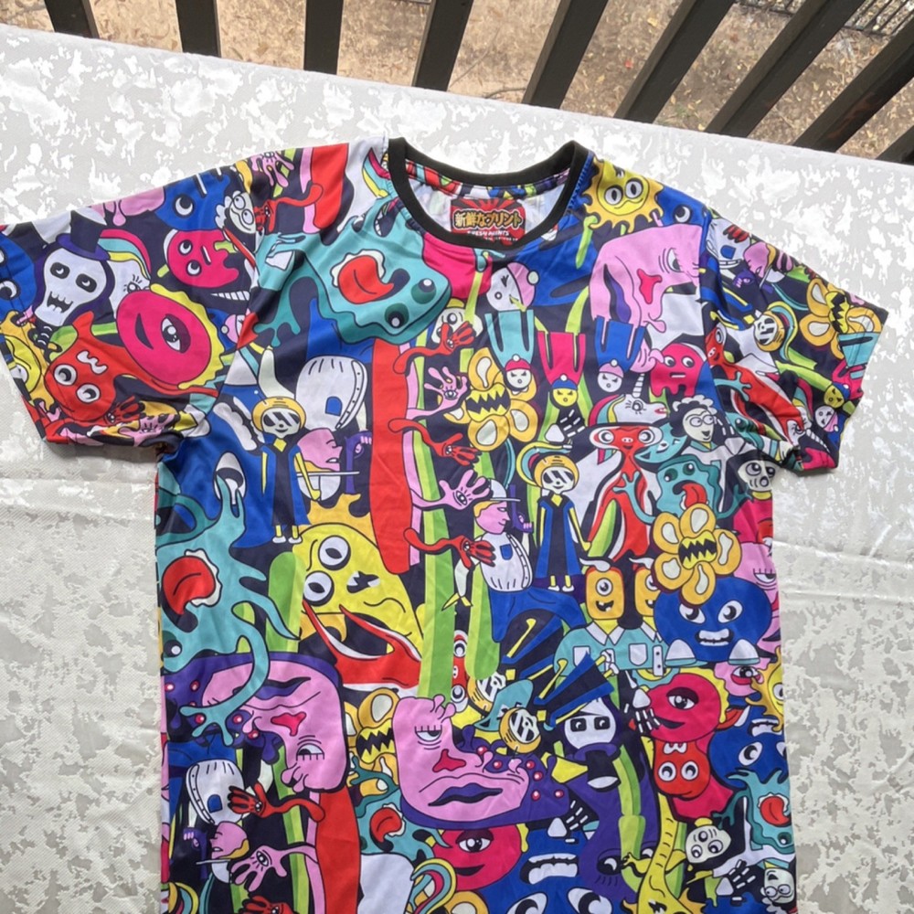 Drill Clothing Fresh Prints Multicolor Graphic Art Jersey Men's T-Shirt Size L