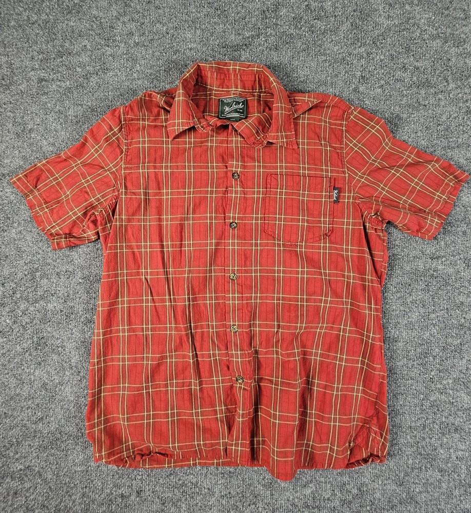 Woolrich Shirt Mens Medium Plaid Short Sleeve Button Up Outdoor Hiking Pocket
