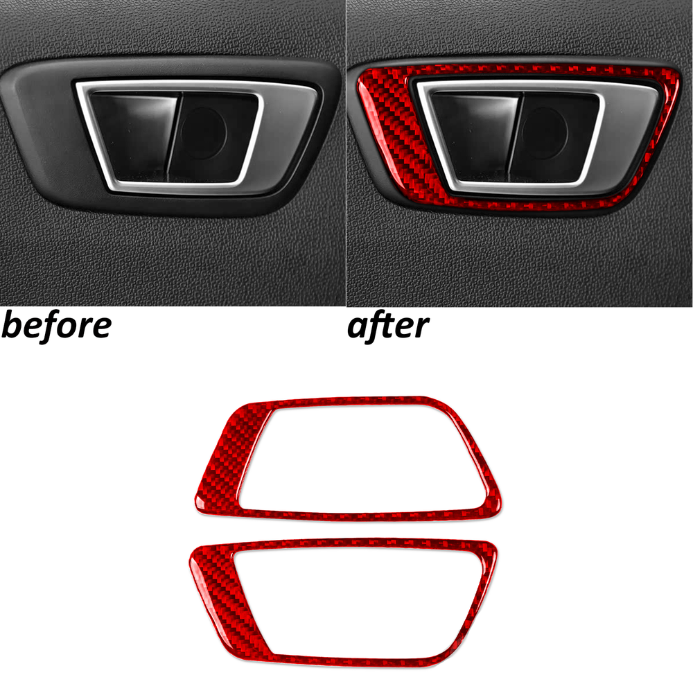 Red Carbon Fiber Interior Rear Door Handle Panel Trim For Ford EcoSport 2018-25