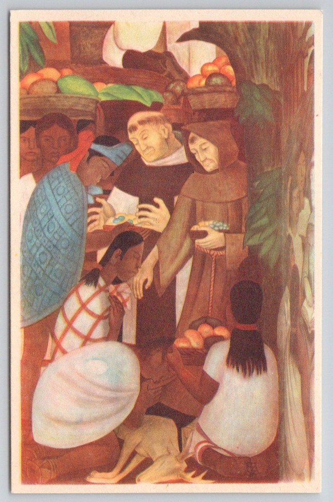 Diego Rivera Mural Postcard Palacio de Cortes Cuernavaca Mexico Friars