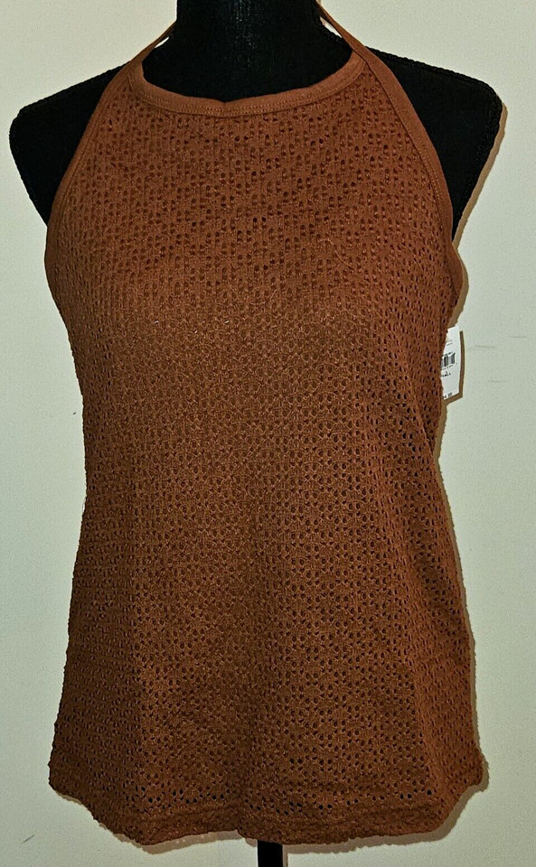 Gap Crochet Halter Top Fully Lined Woman's Size X-Large Tall Brown NWT
