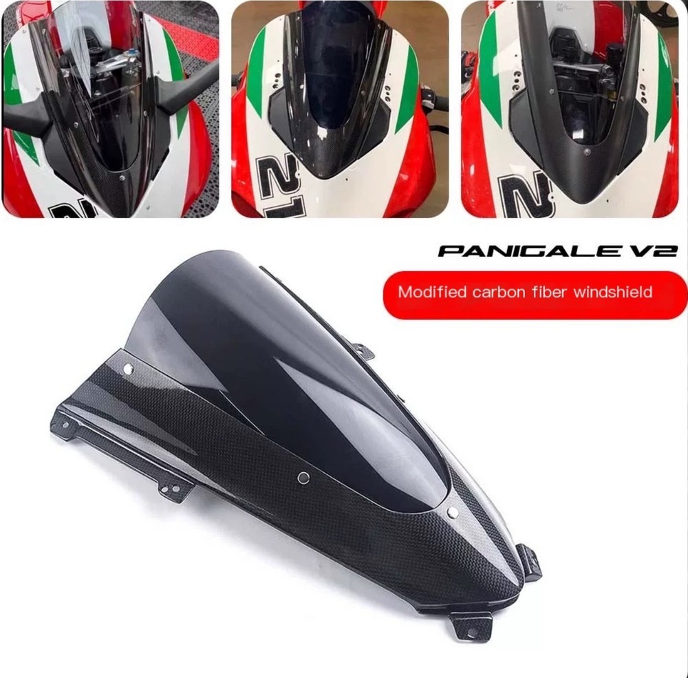 FOR Ducati Panigale V2 V4/S FULLSIX UPPER CARBON WINDSCREEN FAIRING SMOKE SCREEN