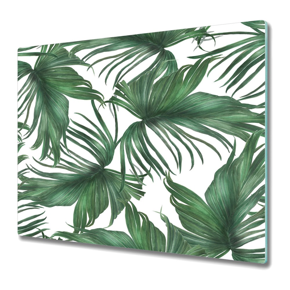 Glass Kitchen Chopping Board Worktop Saver Painting palm leaves 60x52