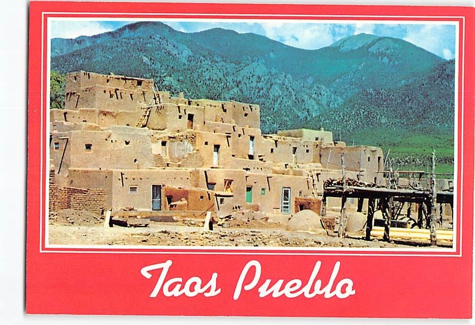 Postcard Taos Pueblo At Taos New Mexico USA