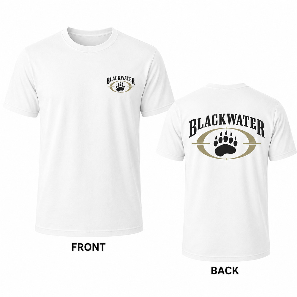 Blackwater Tactical Bear Paw Men's White Graphic T-Shirt Front Back Print Tee