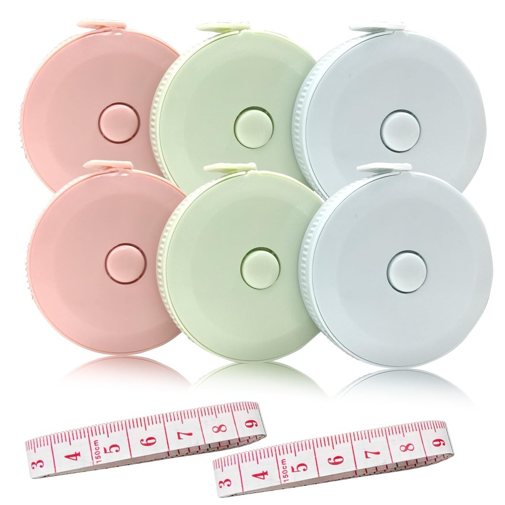 Mini Retractable Tape Measure(6 Packs) + Soft Fabric Sewing Ruler(2 Pieces), ...