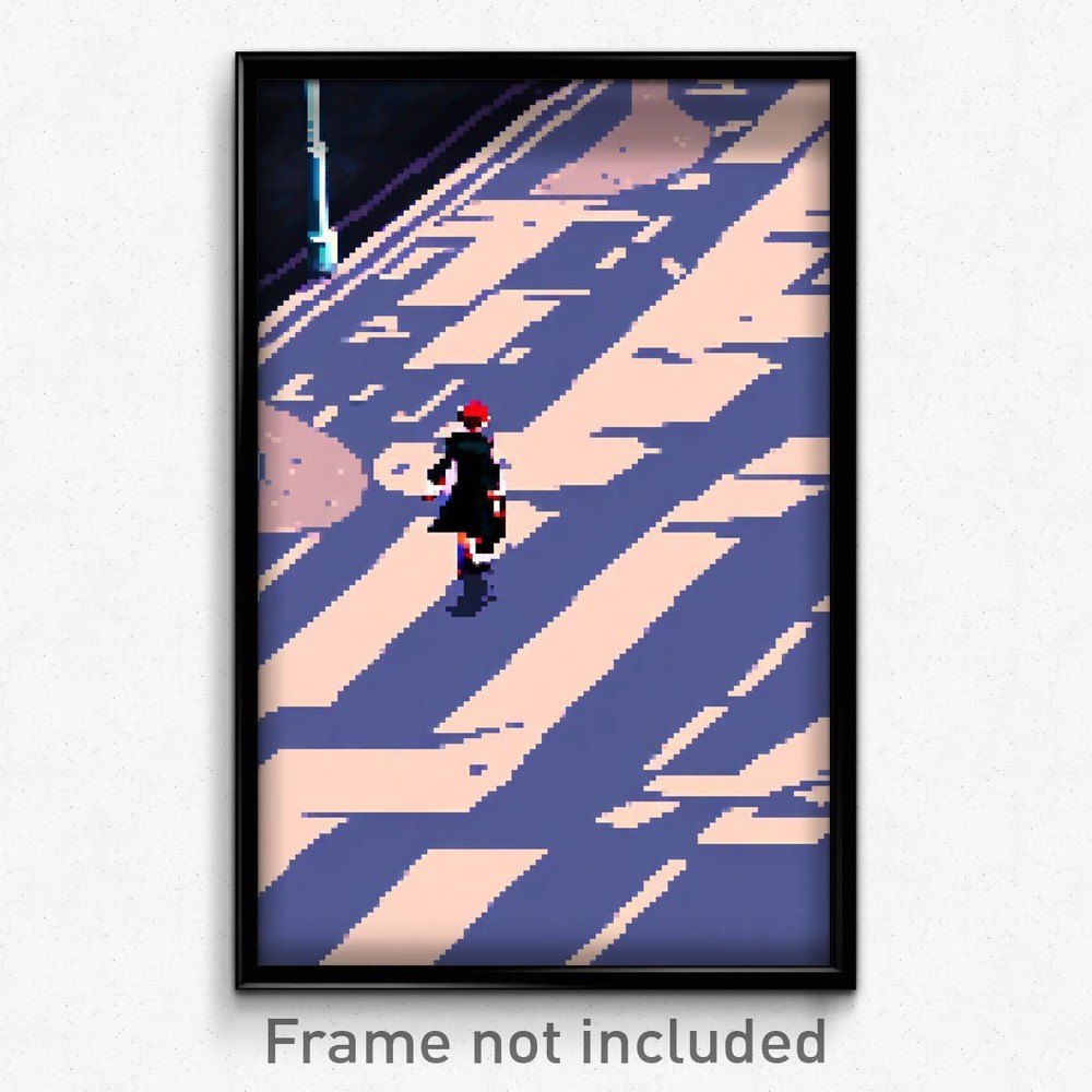 8 Bit Pixel Art Poster - Fantastic Crossing Psychedelic Video Game Print