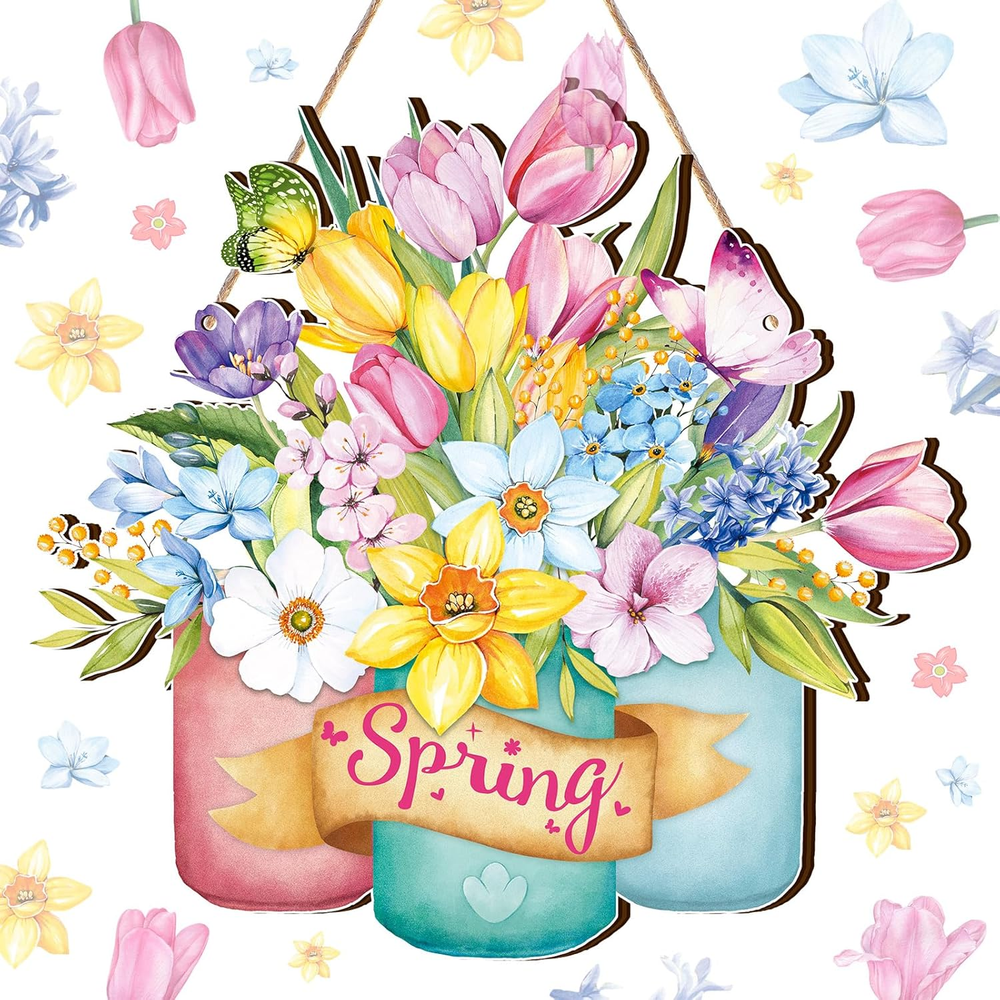 Juexica Spring Decorations for Home Spring Wreaths for Front Door Welcome Sign