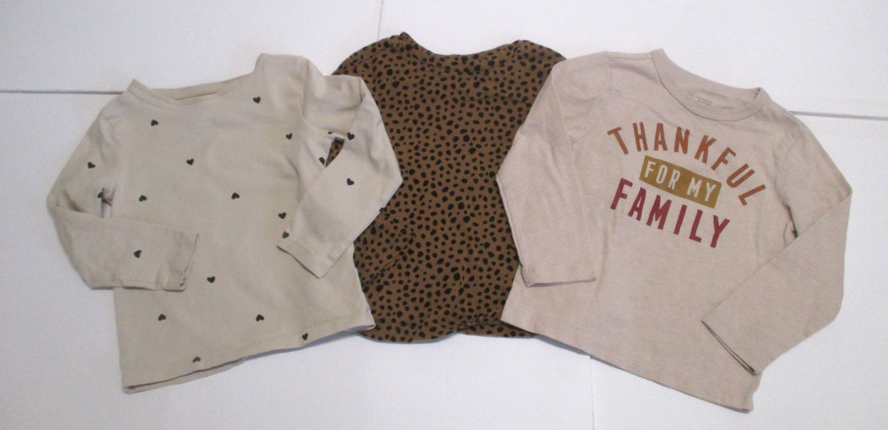 3 Toddler Girls Brown Beige Black H&M Old Navy Tcp Shirts Size 2T 3T 3/4