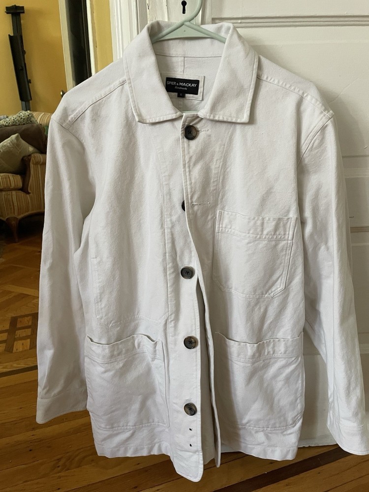 Spier And Mackay White Chore Coat Men’s Small Classic Workwear