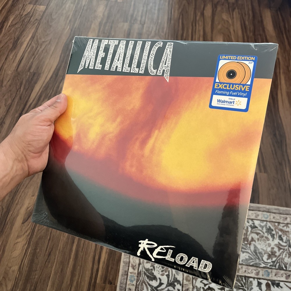 METALLICA Reload VG++ 2LP FLAMING FUEL VINYL W/HYPE STICKER