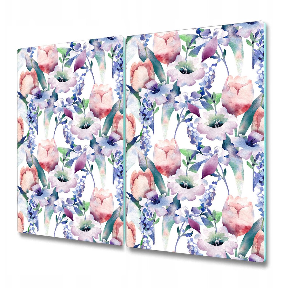 Glass Worktop Kitchen Chopping Board Spring bouquet purple and green 2x30x52