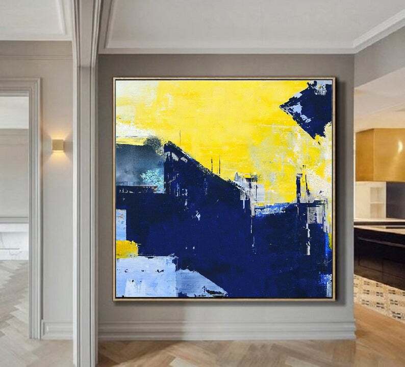 Super Texture Palette Abstract Oil Painting On Canvas Blue Abstract Painting