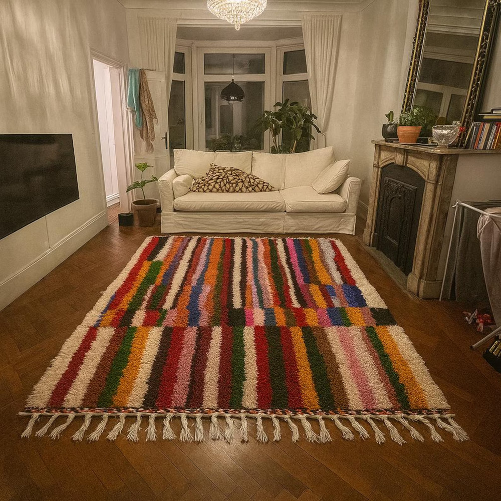 Colorful Moroccan Rug – Handmade Wool Abstract Berber Carpet