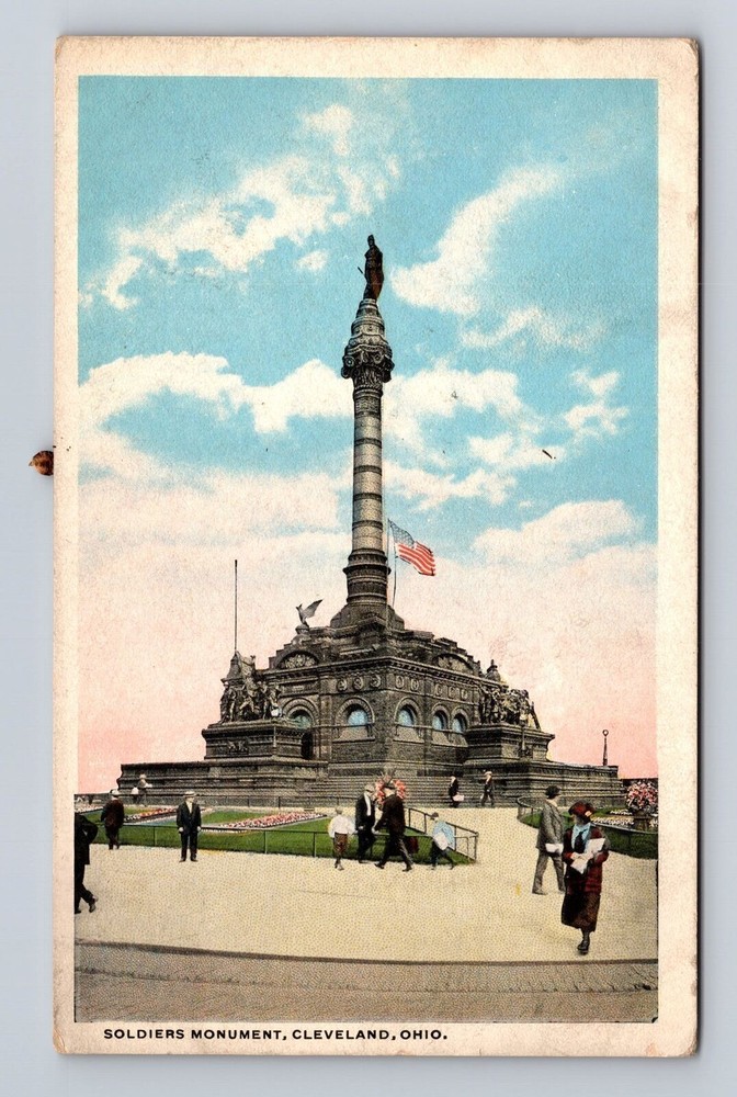 Cleveland OH-Ohio, Soldiers Monument, Antique, Vintage Souvenir Postcard