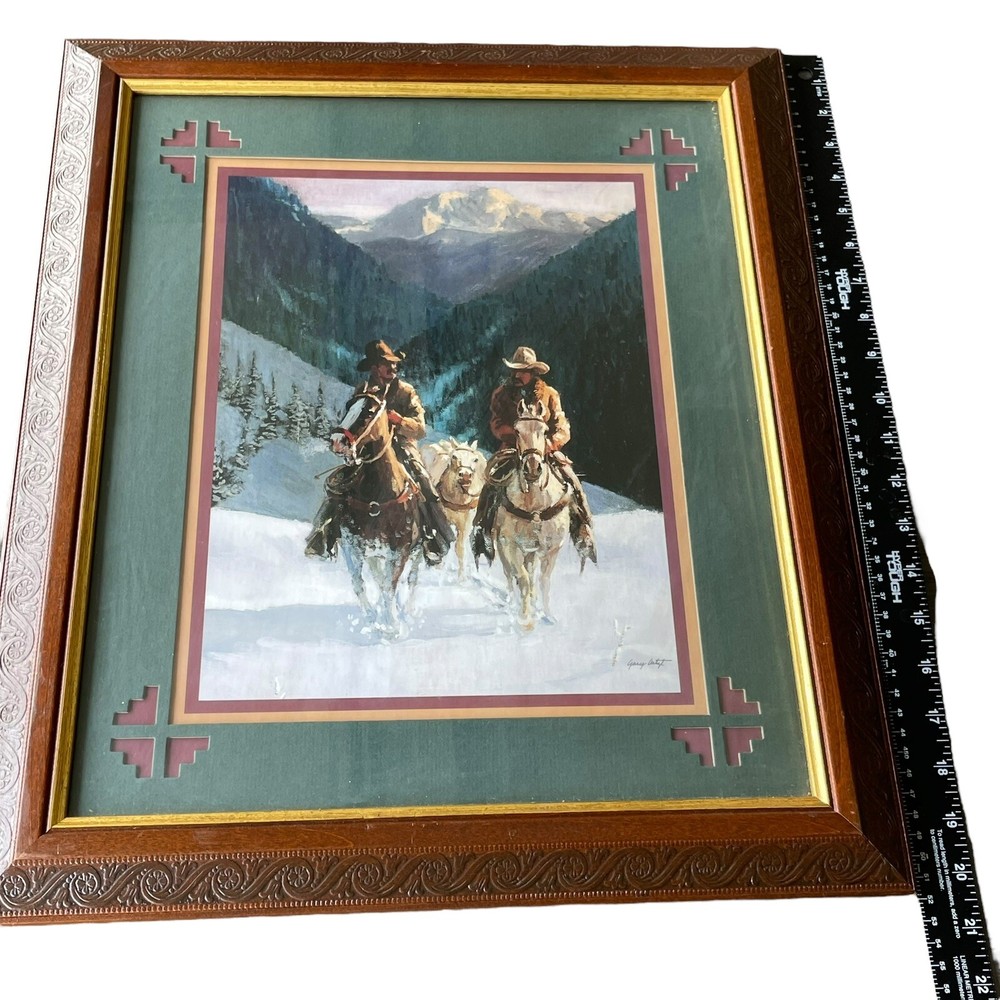 Home Interior Cowboys in Snow Western Horse Artwork Wall Decor