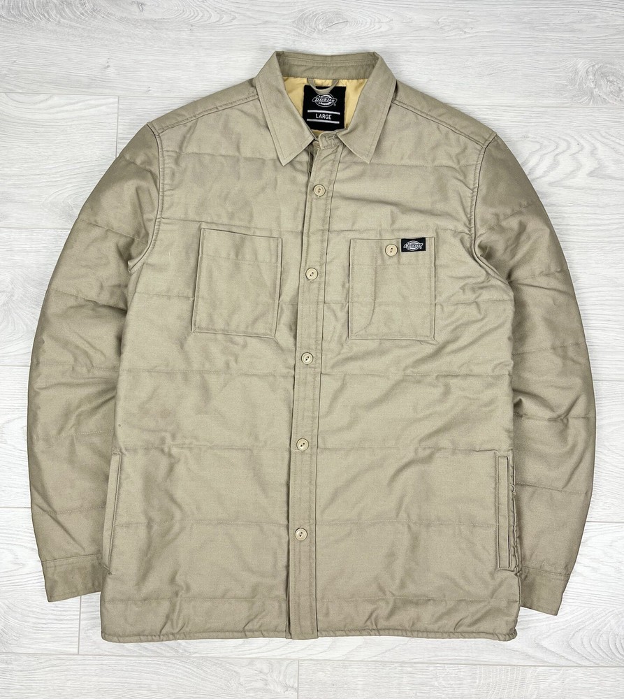 Dickies Beige Work Quilted Overshirt Jacket L mens size