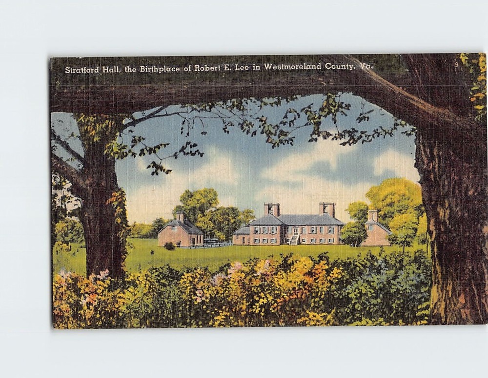 Postcard Stratford Hall birthplace of Robert E Lee Westmoreland County Virginia