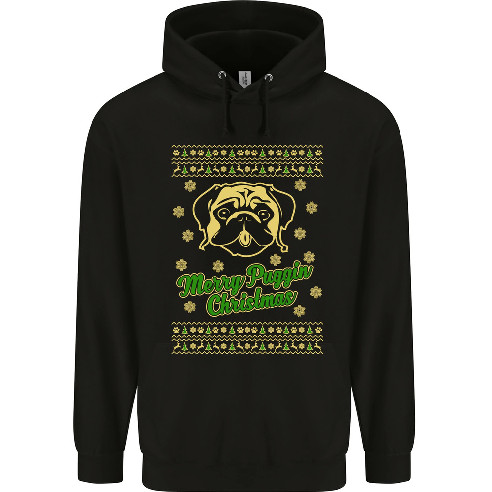 Merry Puggin Christmas Funny Pug Mens 80% Cotton Hoodie
