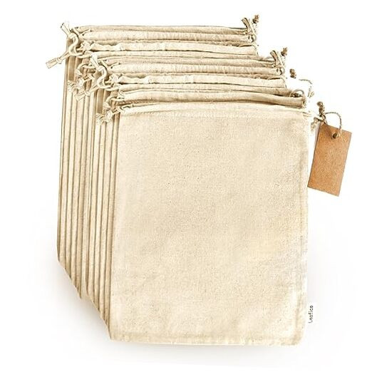 Eco-Friendly Cotton Produce Bags 12-Pack Large 10x12 Inch Multipurpose Cloth Bags