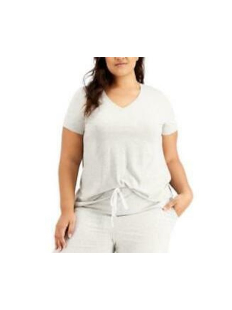 CHARTER CLUB Intimates Gray Knit Pull Over Style Pajama Top Plus 1X
