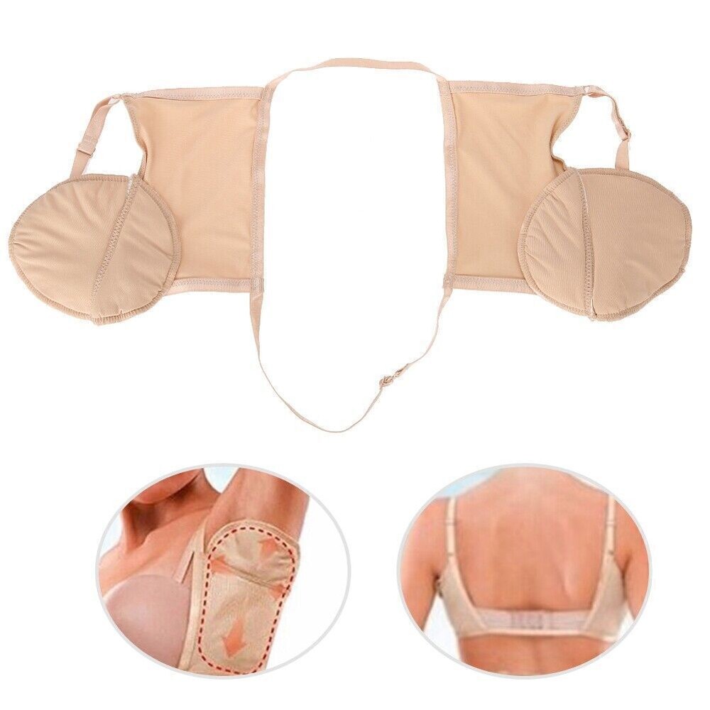 Reusable Cotton Armpit Sweat Guard Bra Underarm Sweat Absorbent Pads Skin Tone
