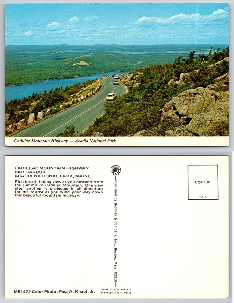 Cadillac Mountain Highway Bar Harbor Maine Postcard