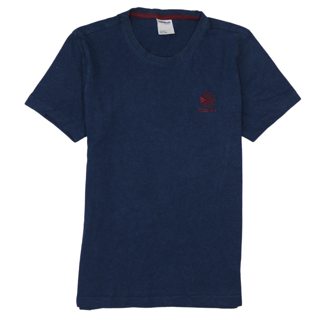 Reebok Mens T Shirt Navy Blue Embroidered Chest Logo Short Sleeve Cotton Tee S