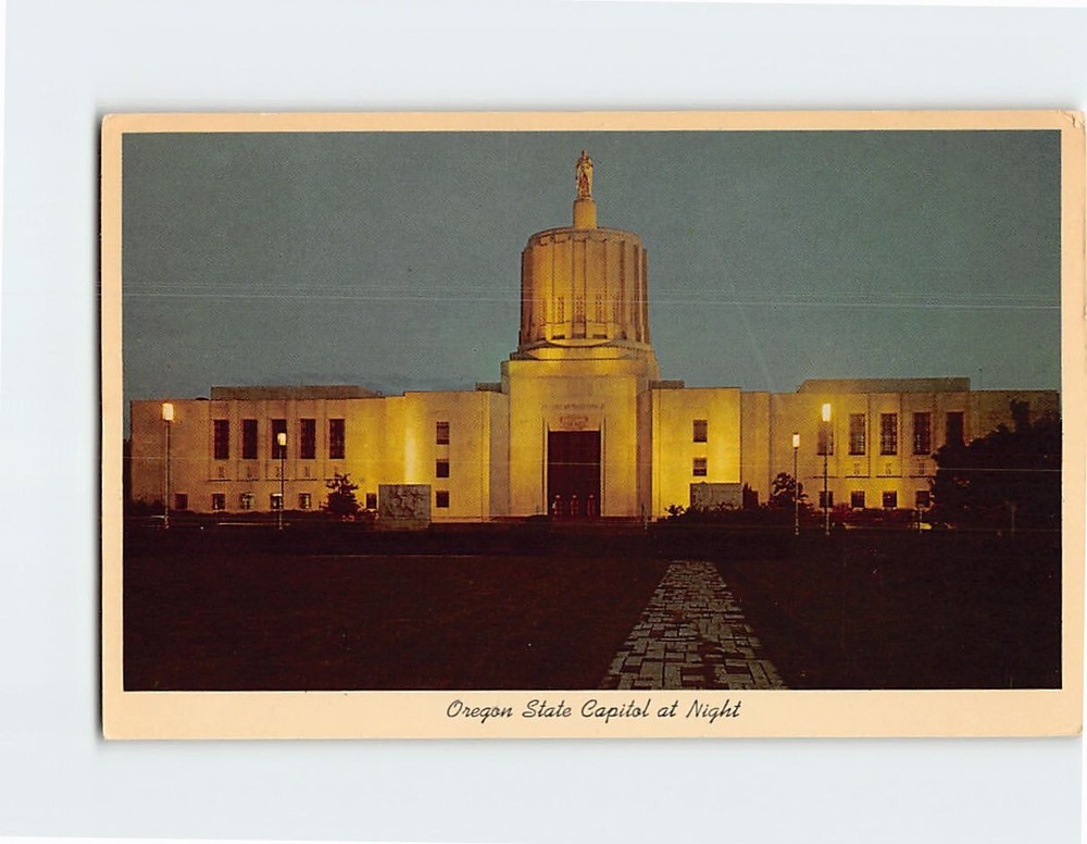 Postcard Oregon State Capitol at Night Salem Oregon USA