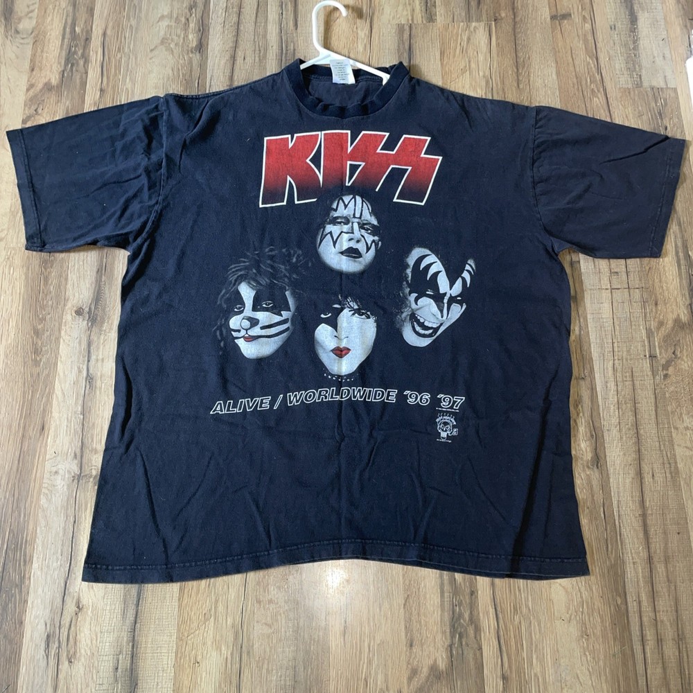VTG KISS Tour T-Shirt XL Alive Worldwide Concert 96-97 USA Made 90s Band Y2K XXL