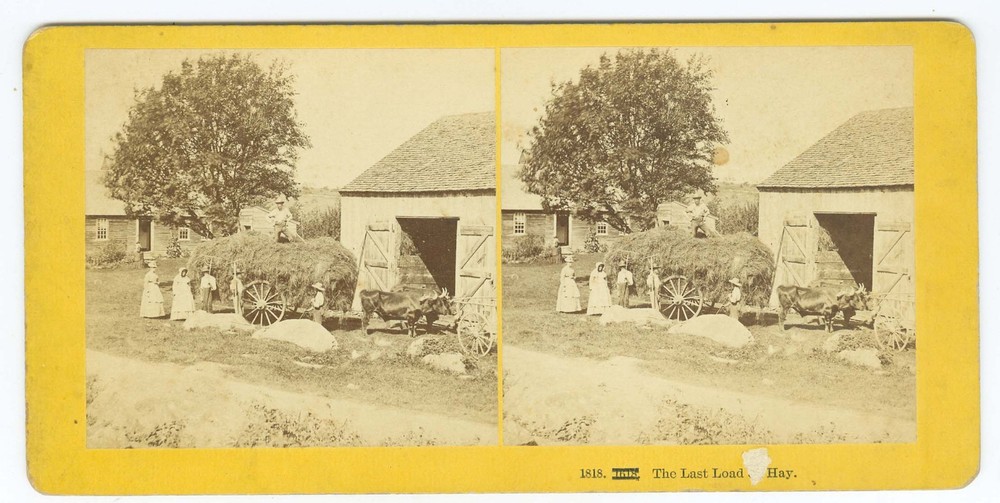 D1600~ NEW HAMPSHIRE Last Hay Load c.1870s Stereoview - Kilburn