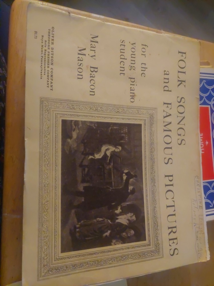 Vintage 1929 Book Folk Songs and Famous Pictures for Piano Mary Bacon Mason