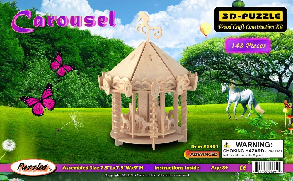 Puzzled Wooden 3d Puzzle - Carousel